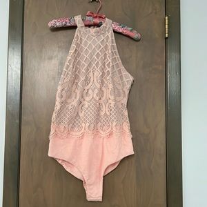 Peach Laced Body Suit